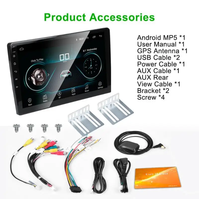 RK-A709 9 дюймов Сенсорный экран Android 8,1 автомобильный стерео BT GPS FM MP5 плеер