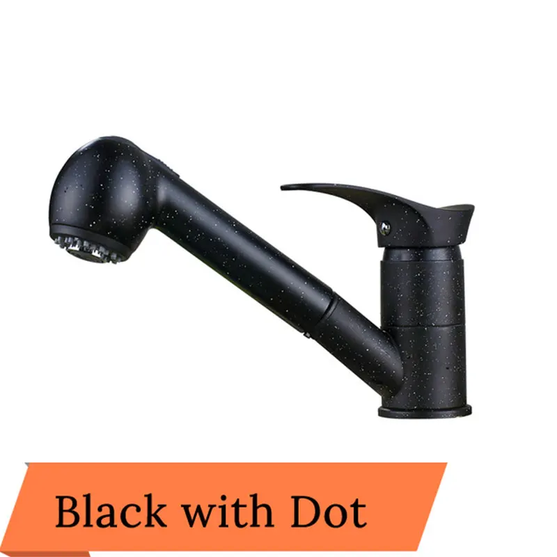 Black with dot Кухонный кран для раковины выдвижной смеситель 360 градусов Поворотный водосберегающий бежевый с точечным краном Смеситель латунный кран - Цвет: Black with dot