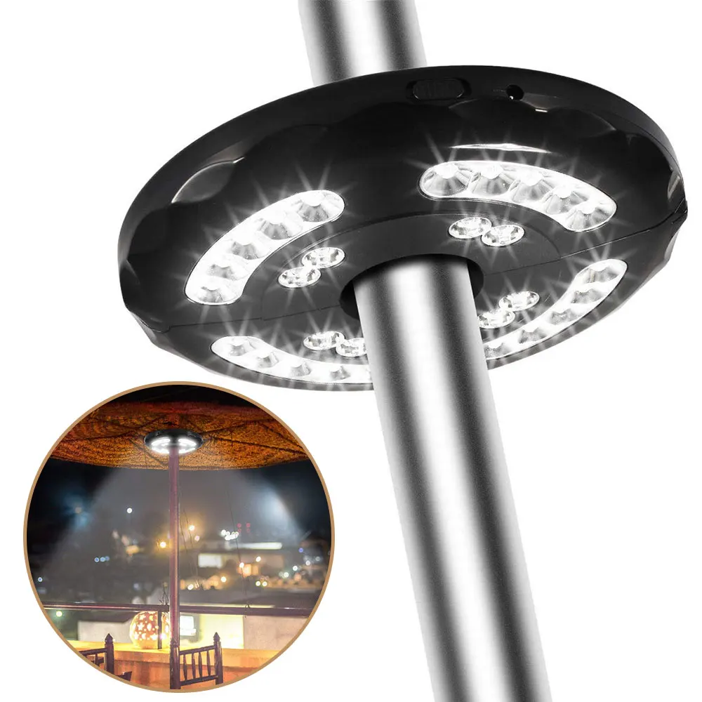 28LEDS 400LM Patio Umbrella Lights Rechargeable 28 LEDs 2 Level Dimming Switch Cordless Umbrella Pole Light for Camping Tents Balcony - Испускаемый цвет: 28LEDS