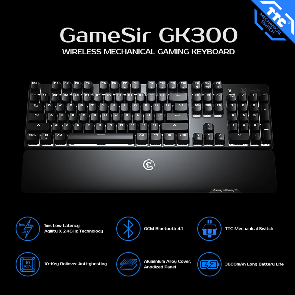 Game Gk300 メカニカルキーボード 2 4ghz ワイヤレス アルミニウム合金 Bluetooth付き フットレスト付き Android Ios Pc用 Gamepads Aliexpress