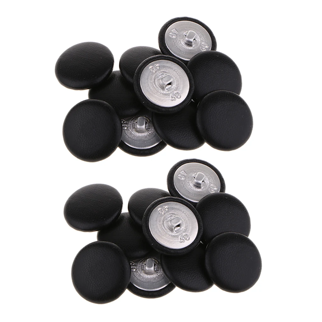 20Pcs Artificial Leather Covered Buttons Upholstery Buttons Sewing Crafts 25mm Round