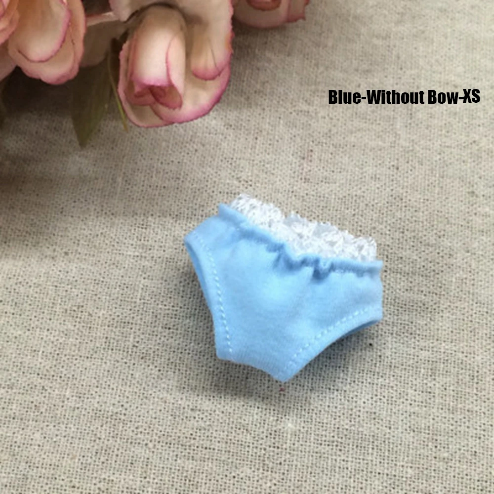 Blue Without Bow XS Милые хлопковые кружевные трусы-плавки для кукольной одежды, аксессуары для кукольного дома, украшения для детей, игрушки для куклы DIY, подарок для девочки - Цвет: Blue Without Bow XS