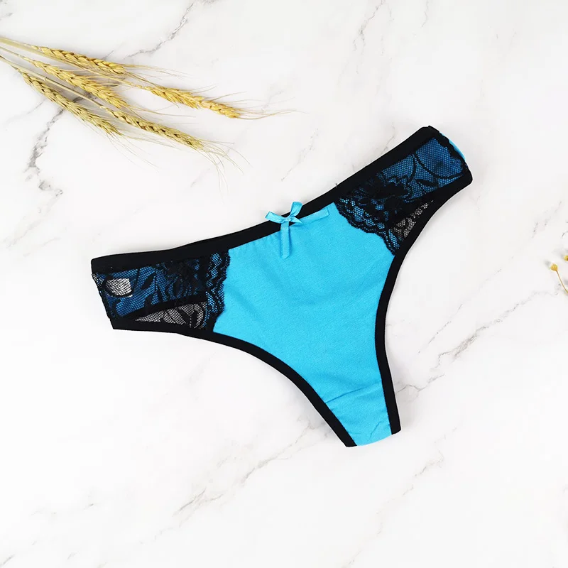 3pcs Blue DKERT 3 шт./упак. стринги Для женщин нижнее белье сексуальное кружевное белье из хлопка g-стринги бесшовные Трусики-брифы ультра-тонкий комплект нижнего белья из дышащего материала - Цвет: 3pcs Blue