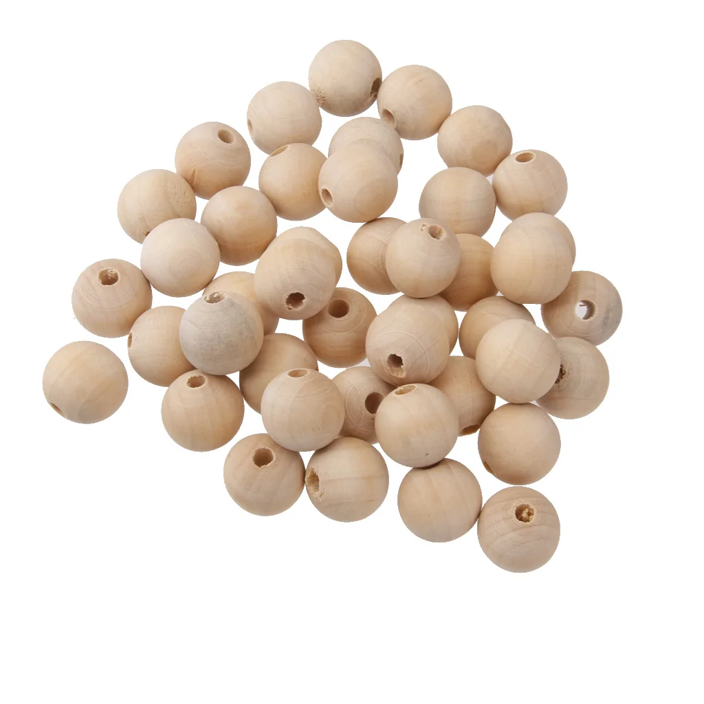 50pcs Natural Wooden Unpainted Craft Beads Jewelry Making Findings DIY
