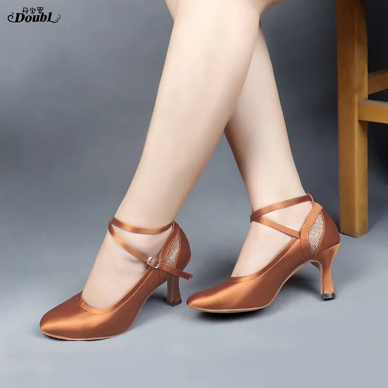 Женские туфли для бальных танцев doubll черные танго с удобной подошвой |