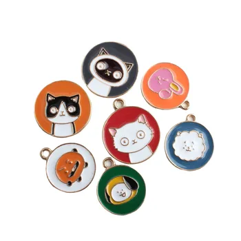 

Kawaii Round Enamel Alloy Charms 50pcs/Lot Cute Animal Cat Dog Sheep Necklace Bracelet Pendants Ornament Accessories DIY Jewelry