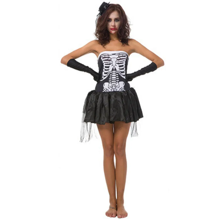 Хэллоуин Страшные костюмы для женщин Скелет Зомби кровавый Свадебный женский Облегающий комбинезон боди сексуальная одежда для косплея
