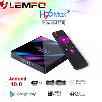 

H96 MAX Android 10.0 LEMFO TV Box H.265 4K 60fps 2.4/5G WiFi 4096*2160 Resolution Google Play YouTube Smart TV Box