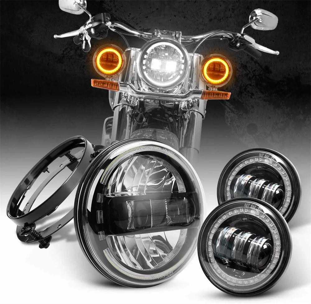 Для Harley Touring Electra Glide Softail Fatboy Road King 7-дюймовая светодиодная фара + 4 5 дюйма