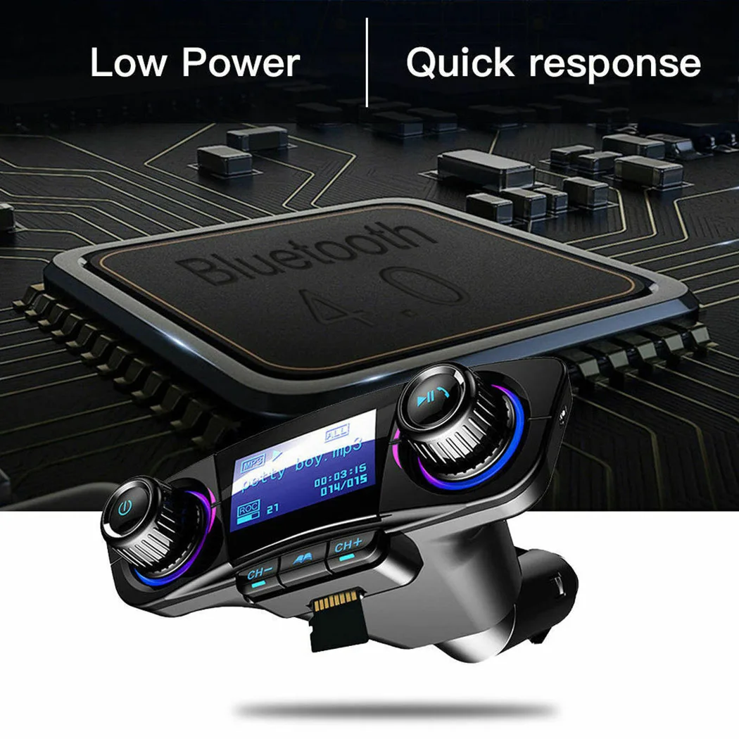 Car Aux bluetooth Handsfree Kit fm transmitter LCD MP3 Player Dual USB Charger 2.1A TF card U Disk Hands Free Car Kit