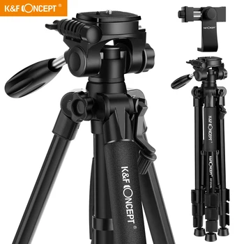 

K&F Concept Tripod For Phone Professional Portable Travel Aluminium 56inch Compact camera Tripod with 3-Way Pan Tilt Head
