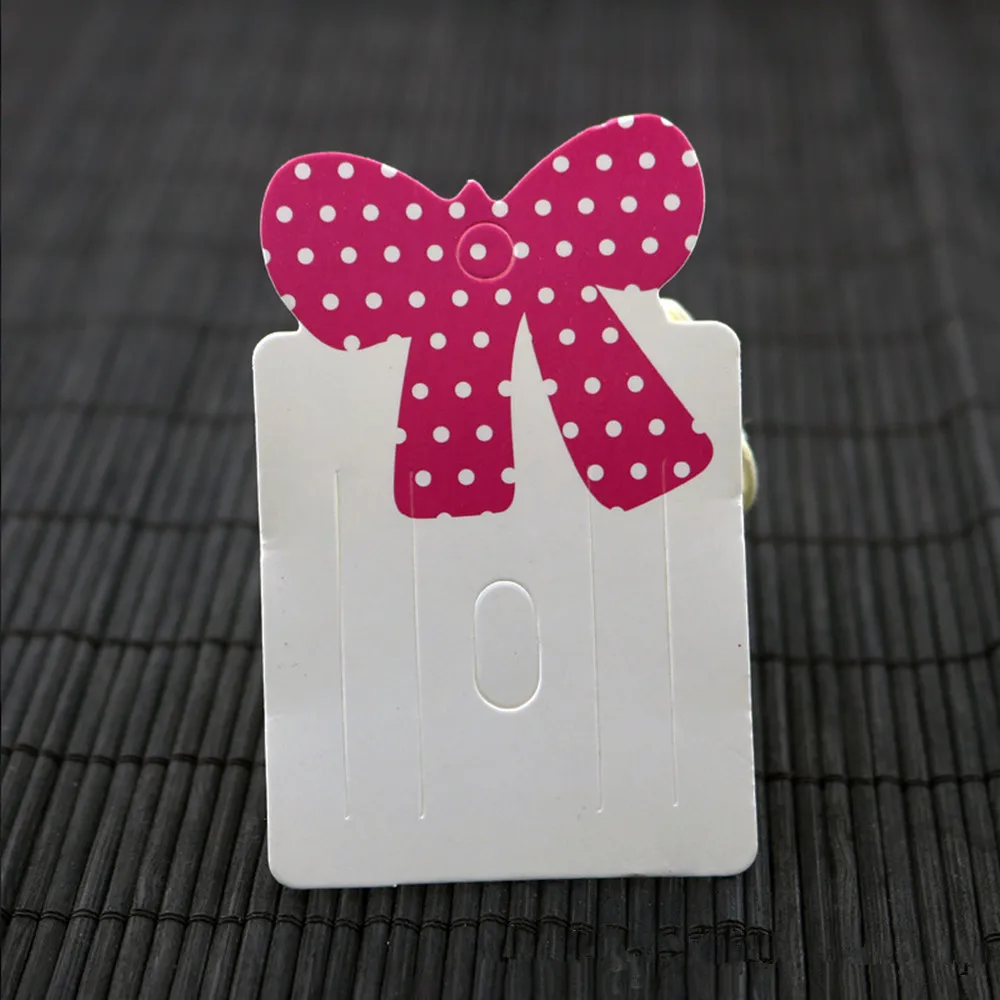 

100pcs Rose Red Cute Bowknot Jewelry Headwear Hair Accessory Handmade DIY Packaging Paper Cards QLY9754