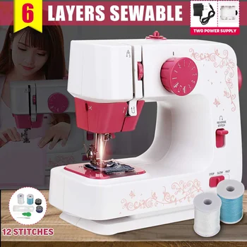 

Mini US Plug Rechargeable Portable Electric Sewing Machine Home DIY 2-Speed Multifunction Semi-Automatic Pedal Sewing Machines