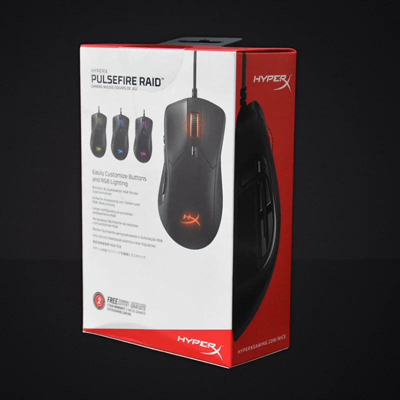 Проводная мышь Kingston HyperX Pulsefire Raid RGB Pixart для киберспорта с разрешением до 16000 DPI