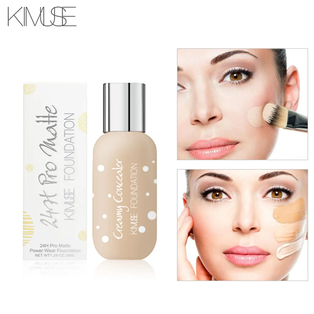 

KIMUSE 10 Colors 24H Pro-Matte Power Wear Foundation base Makeup Professional Liquid Concealer Waterproof Natural maquiagem