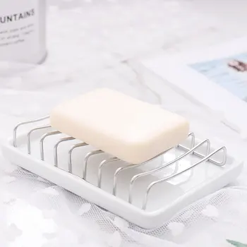

Bathroom Ceramic Drain Soap Shelf and Shower Stainless Steel Soap Shelf Double Drain Soap Box Shelf