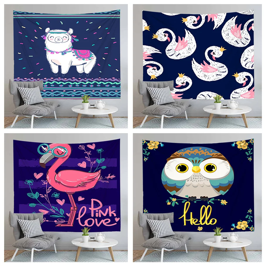 3D Cartoon Animal Printed Tapestry Bedspread Wall Hanging Tapestries Beach Towel Curtain Home Decor Large Size | Дом и сад