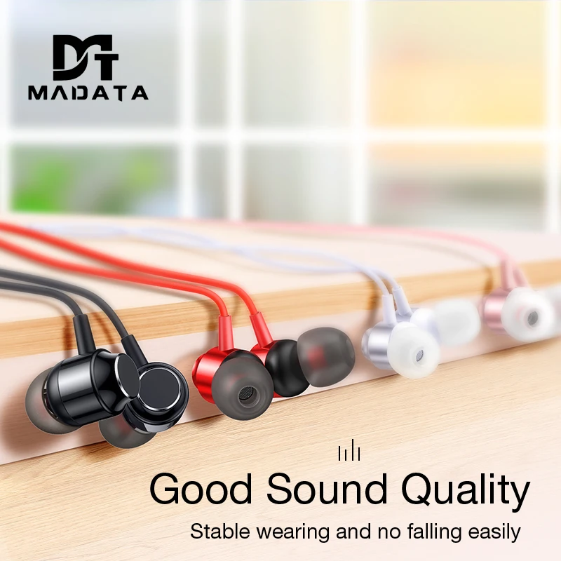 MADATA Bass Sound наушники-вкладыши спортивные наушники с микрофоном для xiaomi iPhone samsung гарнитура fone de ouvido auriculares MP3