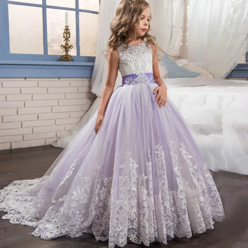 Элегантное платье принцессы для девочек от 4 до 14 лет; свадебные платья для девочек на день рождения; вечерняя детская одежда; Vestido