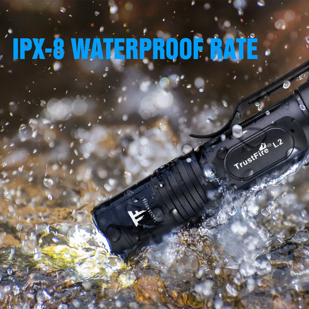 Trustfire L2  Led  XP-L HD 1000  2  IPX8   14500 AA ͸  ۾ 