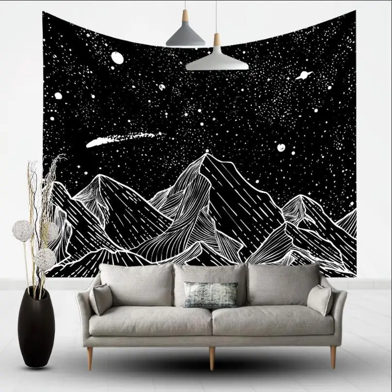 Белый черный солнце луна мандала гобелен настенный небесная стена хиппи стены