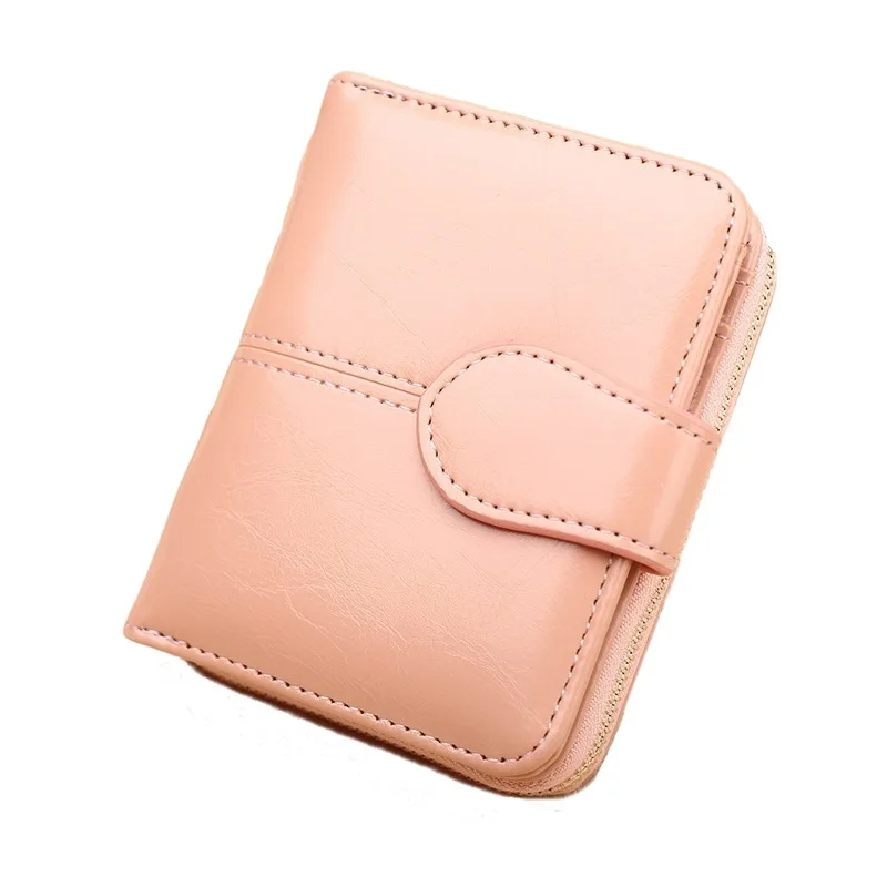 Pink LILEN Ретро Кошелек для монет женский простой масляный воск кожаный кошелек маленький кошелек сумочка-клатч посылка для карт короткий кошелек - Color: Pink