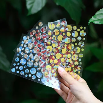 

3 Sheets/set Kawaii Journal Stickers Cute INS Style PVC Decorative Stickers Round Daily Waterproof Hand Account Stickers
