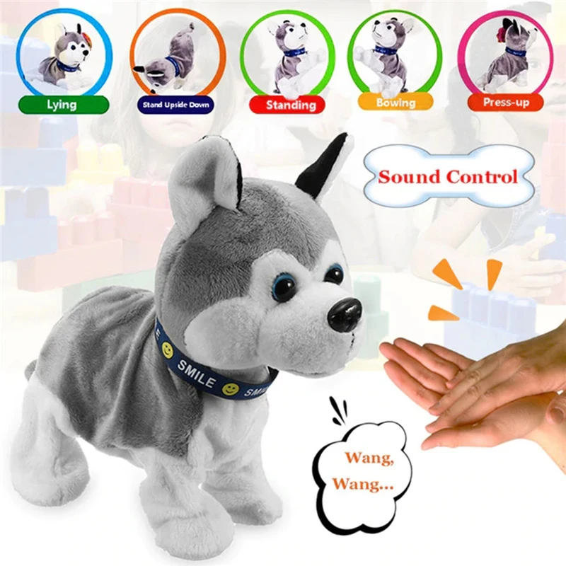 Electronic Robot Dog Kids Plush Toy Sound Control Interactive Bark Stand Walk US 