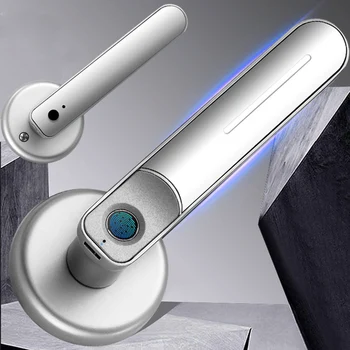 Fingerprint Door Lock Handle USB Rechargeable Anti Theft Smart Electric Biometric Keyless Security Entry with 2 Keys for Home 2