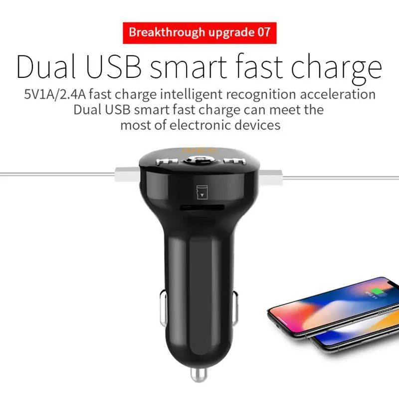 Автомобильный fm-передатчик Bluetooth 5,0 Автомобильный MP3-плеер Автомобильное зарядное устройство U диск/Tf карта Музыка Bluetooth автомобильный комплект контроль напряжения вызова