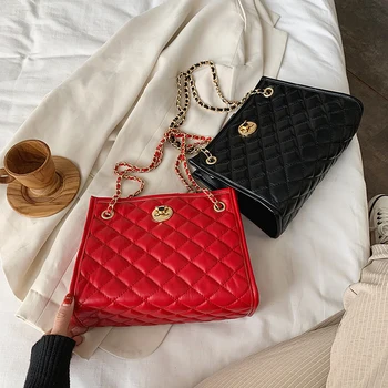 

Fashion bags for women 2020 PU leather women's chain shoulder bag Large capacity solid color luxury women bag bolsa feminina