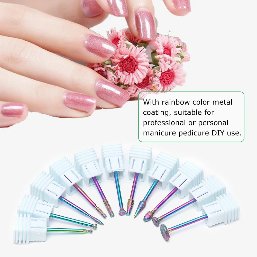 

1pcs Diamond Nail Drill Bit Rainbow Tungsten Carbide Burrs Nail Cutter for Cuticle Manicure Drill Machine Nail Art Tool