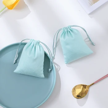 

50PCS Jewelry Drawstring Bag Packaging Pouches Chic Ring Earring Lipstick Storage For Party Wedding Christmas Gift Custom Logo