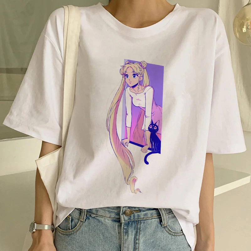 Женская футболка Sailor Moon New kawaii красивая с короткими рукавами и принтом в стиле