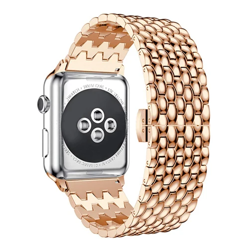 rose gold Металлический ремешок для apple watch 42 мм 38 мм 44 мм 40 мм apple watch 4 5 3 2 1 iwatch браслет из нержавеющей стали роскошный ремешок для часов - Цвет ремешка: rose gold