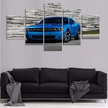 

Hd Printed Decoration Modern 5 Pieces Artwork Modular Poster Painting Canvas Living Room Home Framework Cool Blue Luxury Car