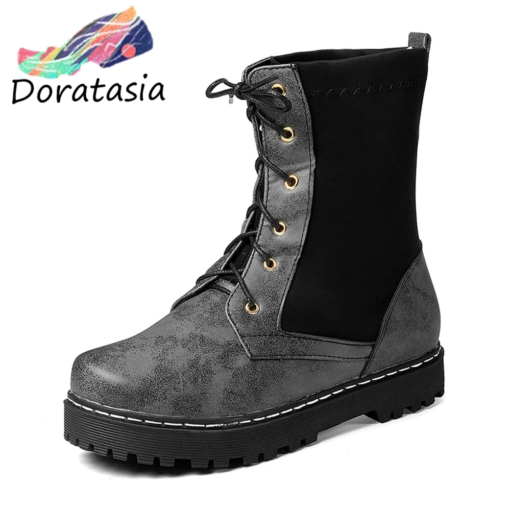 

DORATASIA Dropship Plus Size 30-52 Concise Stretch Elastic Boots Women 2019 Platform Booties Ladies Casual Flat Shoes Woman