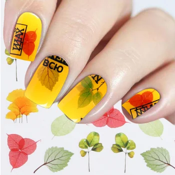 

6pc Nail Art Water Transfer Sticker Dried Flowers Leaves Slider for Nails Strips Manicure Decoration Decals LABN1411-1416