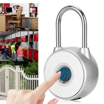 

USB Door Lock Smart Fingerprint Padlock Metal Waterproof USB Rechargeable Door Lock Home Security