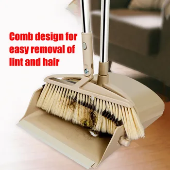 

Rotatable Broom Dustpan Set Foldable Broom Wind Proof Hair Catcher Large Capacity Dustpan With Comb Teeth Sweeper Dropship