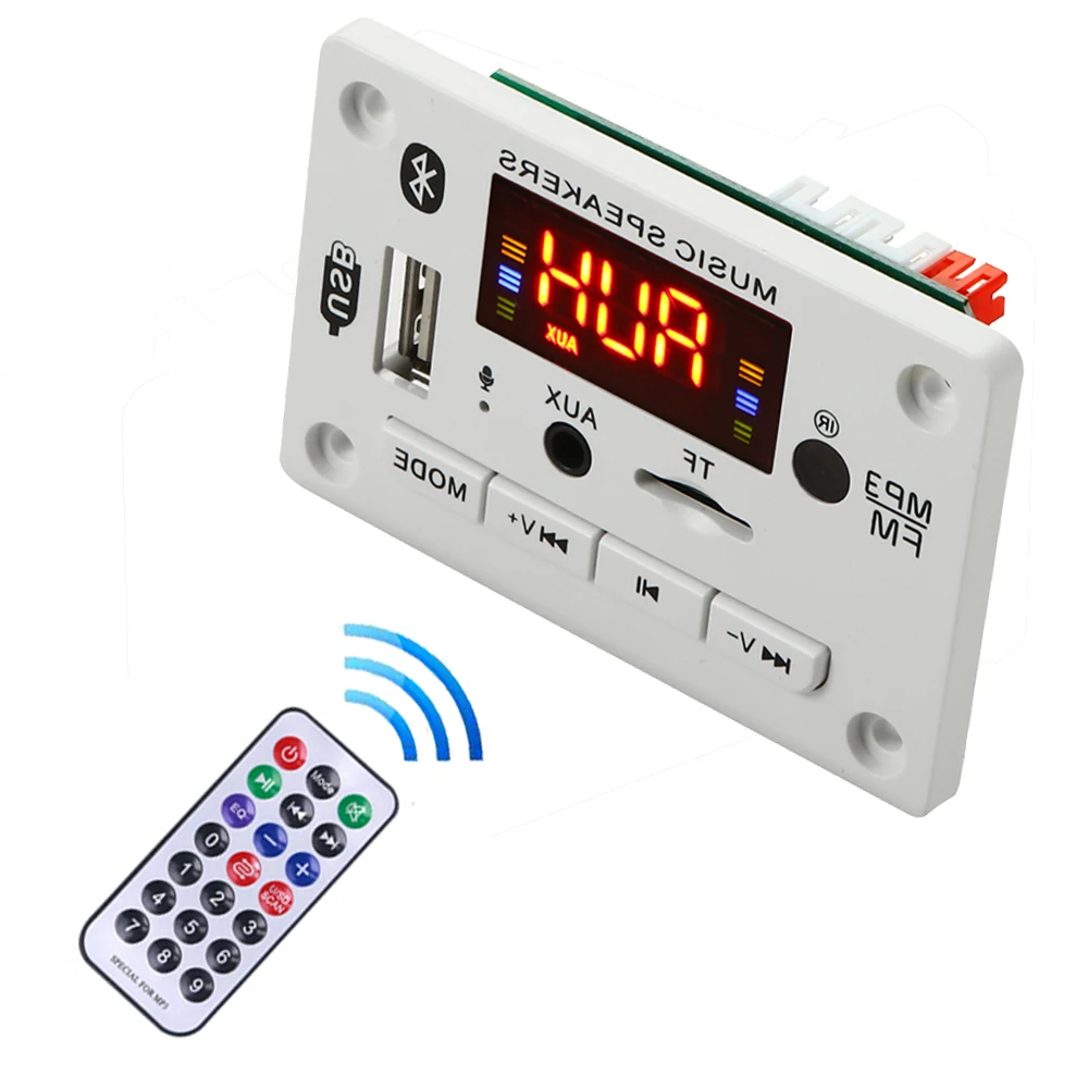 Módulo de decodificación de coche inalámbrico, reproductor de MP3 USB, ranura para tarjeta TF, FM, con micrófono, control manos libres, Bluetooth 5,0, 5V, 12V
