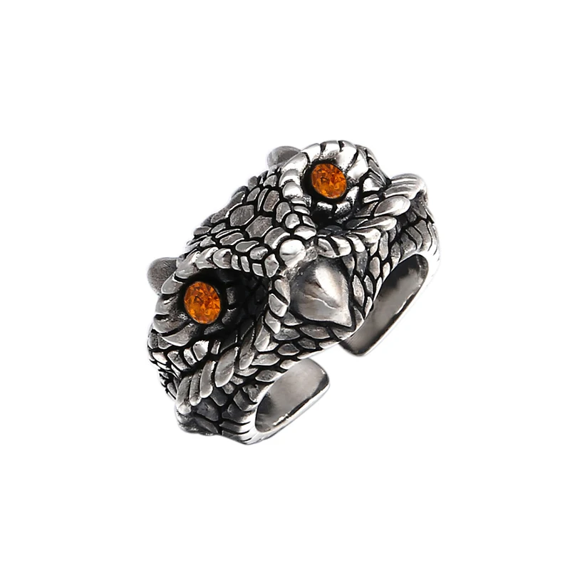 Retro Owl Animal Ring Men Women Simple Design Resizable Wedding Jewelry