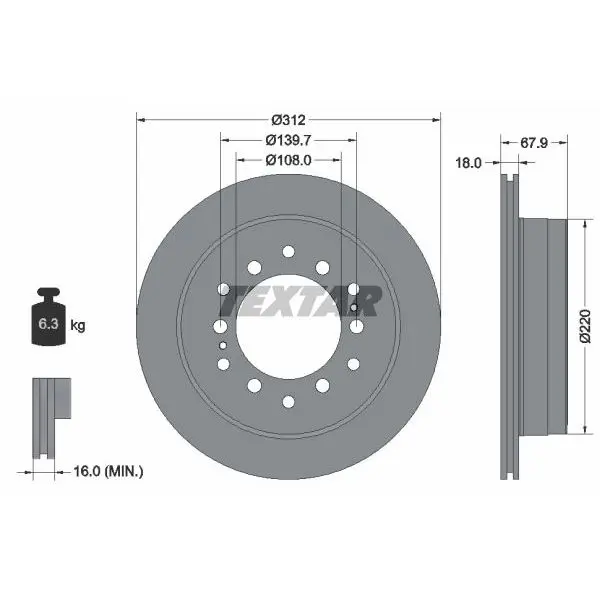 Диск тормозной задний Lexus GX, Toyota Land Cruiser Prado 2.7-4