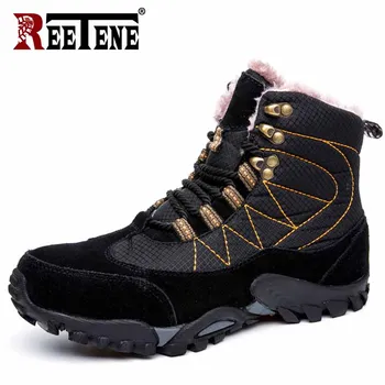 

REETENE Ankle Boots Men Snow Boots Super Warm Winter Men's Boots Lace-Up Casual Trendy Footwear Outdoor Shoes Large Size 38-48