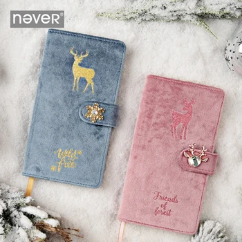 

Never Christmas Elk Series Blank Paper Planner Workbook Notepad Velvet Fabric Cover Notebooks Portable Diary Gift Stationery