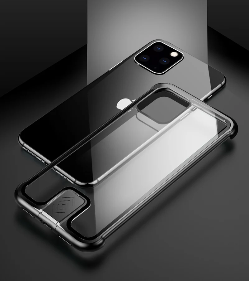 Новое поступление чехол для Coque iPhone 11 Pro Max Funda роскошный алюминиевый бампер из закаленного стекла полное покрытие Push Pull Hot