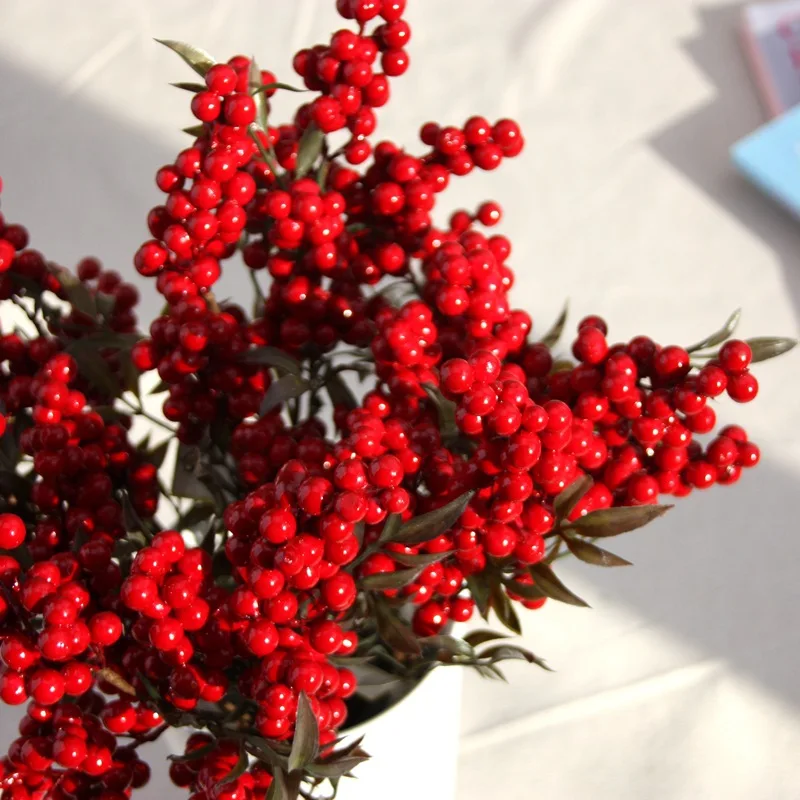 Ягода, искусственный цветок, искусственные красные ягоды, рождественский цветок, новогодний декор, дерево, искусственная ягода, Рождественское украшение для дома