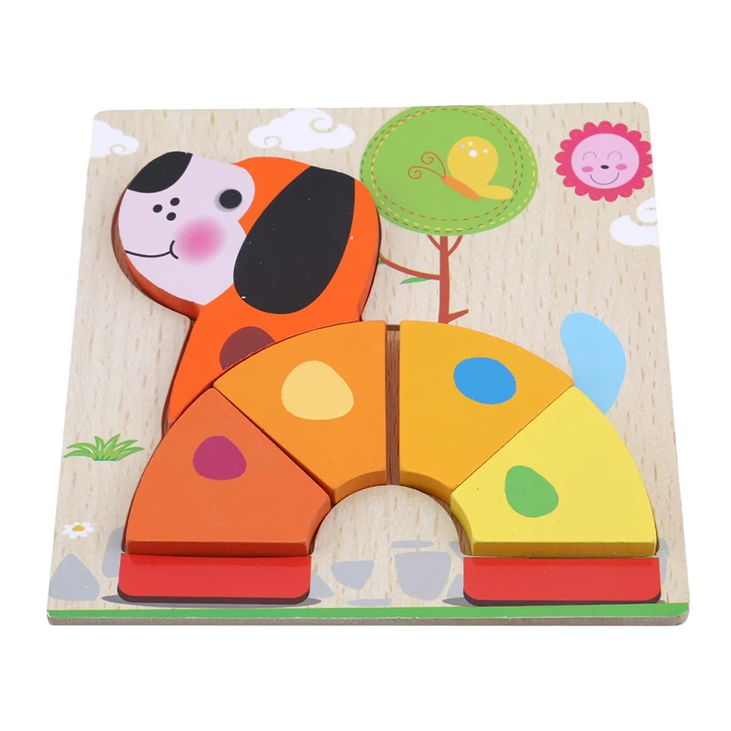 3D Wooden Puzzle Toys Wooden Puzzle Jigsaw For Children Baby Cartoon Animal Puzzles Educational Toy