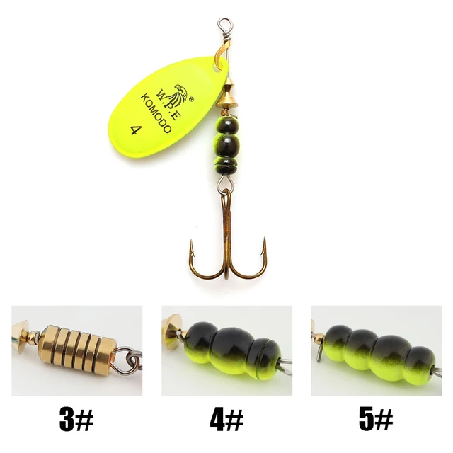 W.P.E Brand 1pcs Spinner Lure 6.5g/9.7g/13.4g Bass Fishing Bait Metal Spoon Lure Treble Hook Fishing Tackle Hard Lure CrankBaits 10