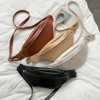 

INS Fashion Women Belt Bag Zipper Phone Waist Pouch Fanny Pack Female Soft PU Leather Waist Bag Solid Color Chest Bags Crossbody